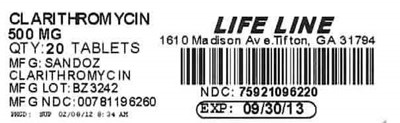 Image Of 500 mg Package Label (Clarithromycin 500mg)